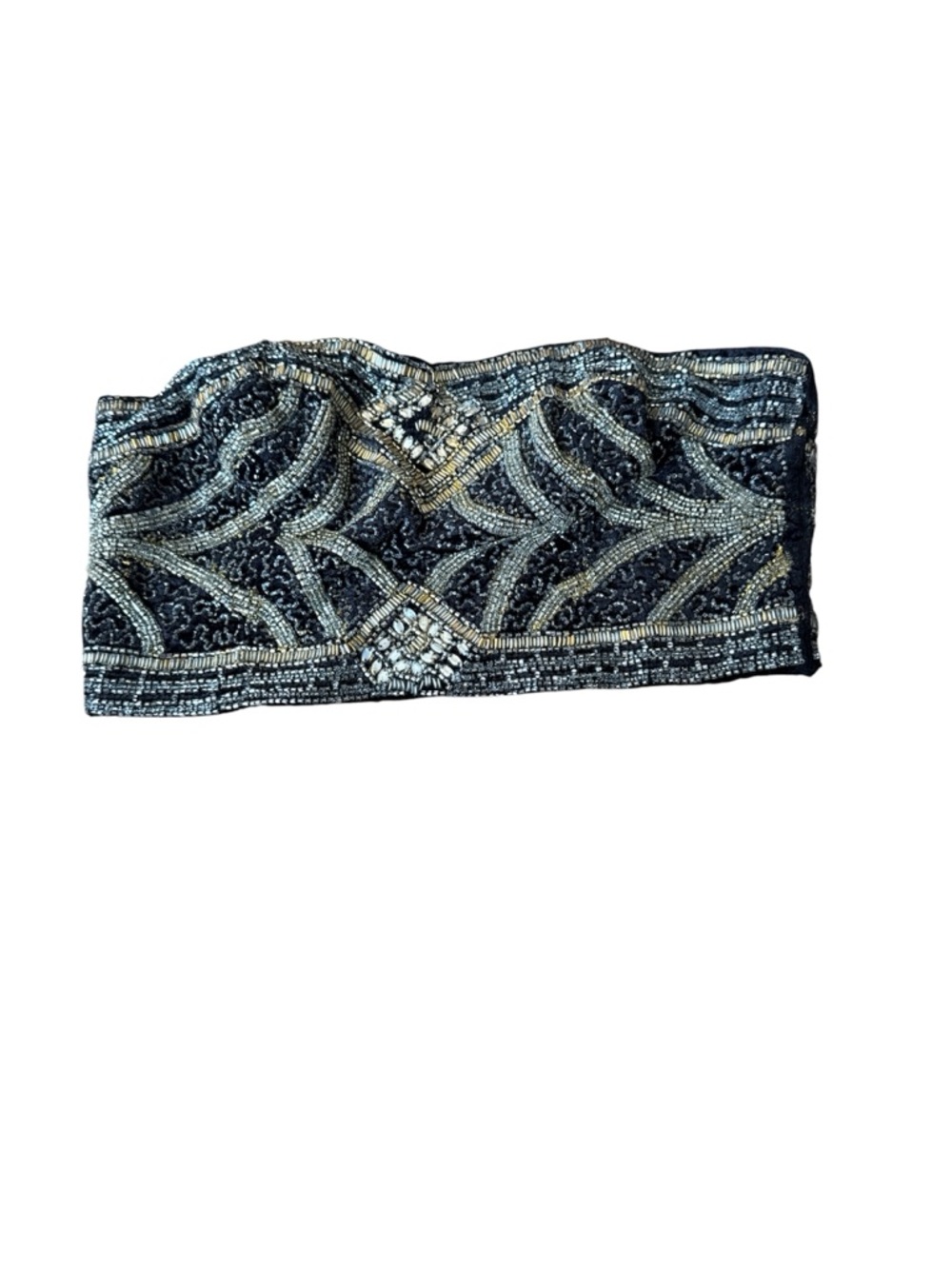 Kimchi blue Beaded Strapless Bandeau Top in Black and gold